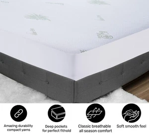 EXTRA DEEP QUILTED NON WATERPROOF MATRESS MATTRESS BAMBOO PROTECTOR COVER - Picture 1 of 12