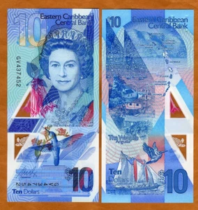Eastern East Caribbean, $10 ND (2019) Polymer, QEII redesigned P-W57 Gem UNC - Picture 1 of 1