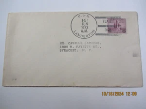 1933 USS LAMBERTON NAVY SHIP FLAG DAY CANCEL US COVER - Picture 1 of 3