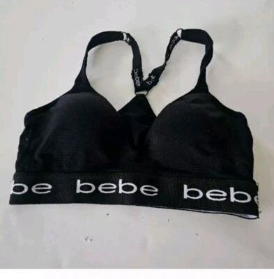 Sutiã esportivo feminino Bebe íntimo médio sem costura preto almofadas removíveis - Imagem 1 de 4