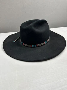 Stetson XXXXX 5X Cowboy Hat Mens Sz 58 7 1/4 Black Leather Old Western Stallion - Picture 1 of 10