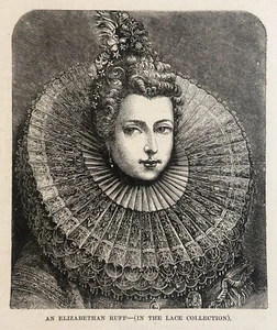 1893 An Elizabeth Ruff - Colección En Encaje Antiguo Revista Grabado en Madera - Imagen 1 de 1