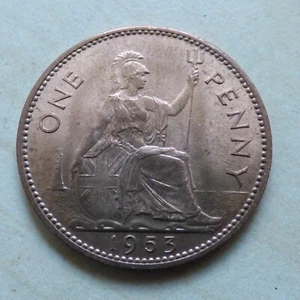 Elizabeth II Penny 1953  UNC Better Nice Grade Key Date (myrefn18528B) - Picture 1 of 2