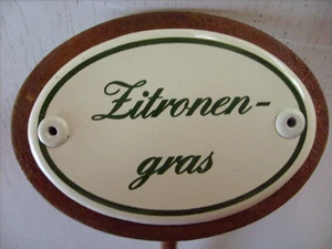 Kräuterschild Kräuterstecker Pflanzschild Emaille Emailschild Zitronengras 25cm - Bild 1 von 1