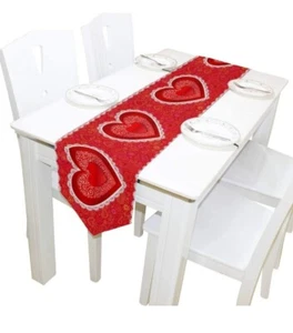 Corredor de mesa de poliéster con corazones de San Valentín 13x90 - Imagen 1 de 5