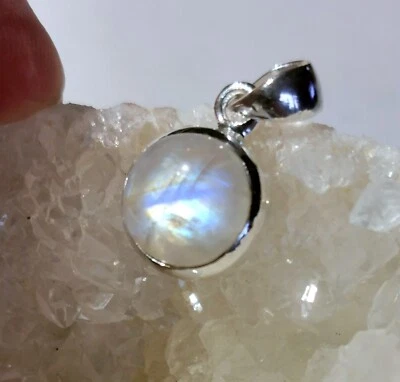 Anhänger mit Regenbogen Mondstein, 925er Silber - Labradorit - Weiß - Bild 1 von 4