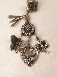 Pendientes Vintage Antiguo Tono Plata Cuelga Abeja Mariposa Flor Nuevos Sin Etiquetas - Imagen 1 de 7