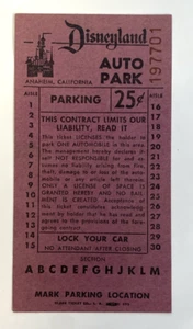 Disneyland Auto Park Ticket 25 Cents Vintage Very Nice Condition - Picture 1 of 3