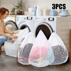 3 Pcs Mesh Laundry Bags Mesh Wash Bags Jumbo for college travel machine washable - Picture 1 of 24