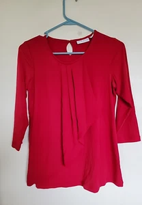 Susan Graver Women's Essentials Liquid Knit  3/4 Sleeve red top Sz XXS - Picture 1 of 3