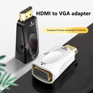 1080P HDMI-Compatible To VGA Cable Converter Adapter 3.5mm Jack Audio HD For PC - Zdjęcie 1 z 14