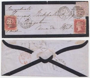 GB QV 1863 Mourning cover mixed franking Brighton to Kingston, Canada attractive - Picture 1 of 1