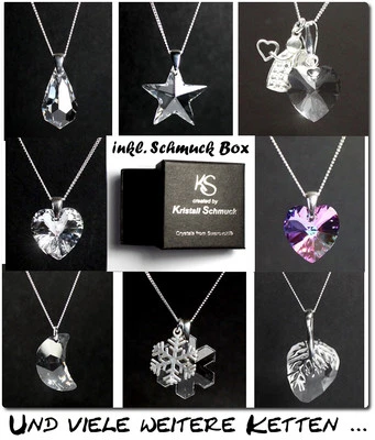 Silber 925 Hals-Kette mit Swarovski® Kristall in original Kristall Schmuck Etui - Bild 1 von 3