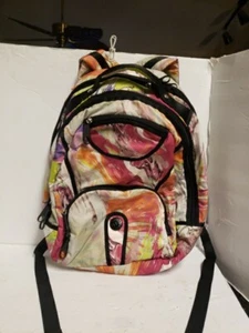 KIPLING JABIBO BACK PACK BP2036 903 TIE DYE PAINT PINK GREEN ORANGE BLACK TRIM - Foto 1 di 16