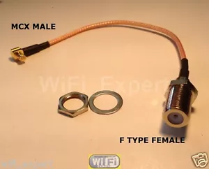 1x 6 inch F TYPE Female jack to MCX male ANGLE Pigtail Jumper RF cable RG316 USA - Picture 1 of 2