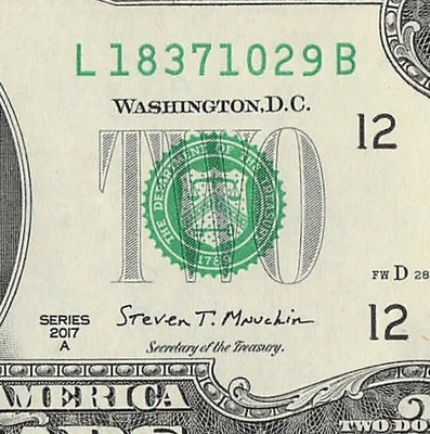 OCT 29 1837 Birthday Fancy Serial Number Date Note One Dollar Bill 10 29 1837 - Image 1 of 4