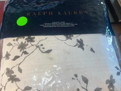 Ralph Lauren Home King Duvet Cover Munroe Charcoal Cotton New - Image 1 of 4