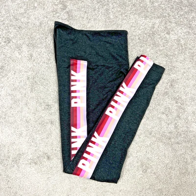 Legging ajustado Victoria Secret ROSA yoga para mujer pequeño logotipo en la pierna lateral negro Foto 1 de 4