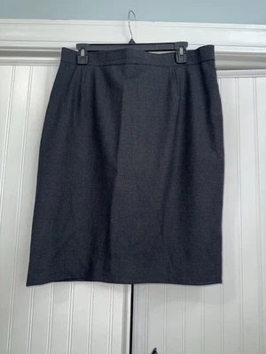 Falda recta vintage Louis Feraud gris mezcla de lana talla 14 totalmente forrada Foto 1 de 3