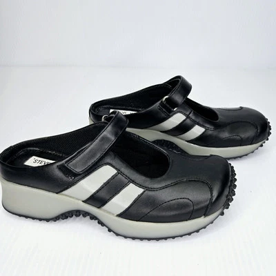 Tenis De Colección Steve Madden 'Bing' Cuero Deslizables Rayas Negras Talla 6 Años 90 Y2K Foto 1 de 4