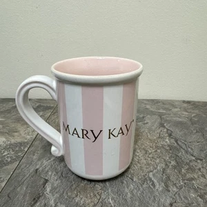 Vintage Mary Kay Pink and White Striped Coffee Mug Ceramic Tea Cup 4” Tall GUC - Picture 1 of 4