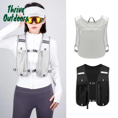 Reflective Running Vest Pack Running Hydration Vest Bag Water Bottle Chest Pack - Image 1 of 4