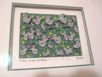 James Rizzi Coo Coo Birds 3D Grafik signiert nummeriert gerahmt mit Zertifikat - Bild 1 von 4