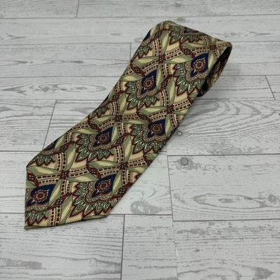 Polo Ralph Lauren Silk Necktie Men Beige Red Green Paisley Pattern - Image 1 of 3