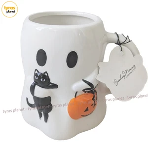 Taza de Halloween Fantasma con gato negro domingo por la mañana nueva con etiquetas "Feline Spooky" - Imagen 1 de 8