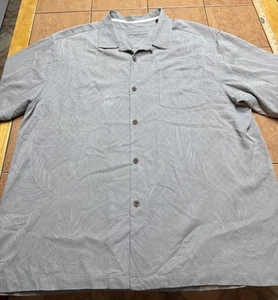 Camisa Tommy Bahama Hombre Talla XL Gris Floral Abotonada Ajuste Original Seda Hawaiana - Imagen 1 de 5