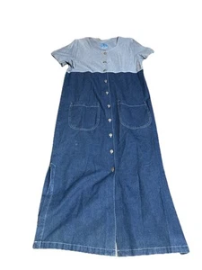 Vestido midi vintage Studio 25 para mujer mediano denim con botones delanteros mangas cortas - Imagen 1 de 7