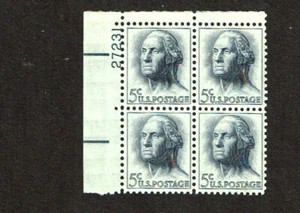 1961- U.S REGULAR 5c WASHINGTON Plt #Blk of 4 Sc#1213 M/NH/OG/Pristine - Picture 1 of 1