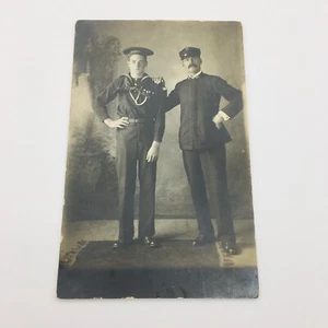 RPPC Studio Portrait Father & Son? Yacht? Iouna Navy Dan & Maurice - Picture 1 of 2