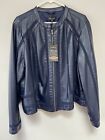 Nwt Baccini Womens Zip Jacket Faux Leather Lined Blue Size 18 20W Zip Sleeves