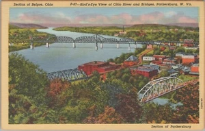 c1940s Parkersburg West Virginia railroad bridges Baltimore Ohio postcard C796 - Picture 1 of 2