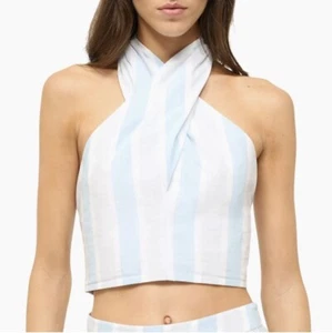 $145 STAUD Women's Black Kai Twist Crop Top Size M - Picture 1 of 4