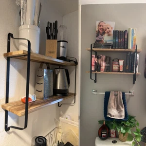 HeavyDuty Rustic Floating Wall Mounted Shelf Dual Layer Books Photo Display Unit - Picture 1 of 12