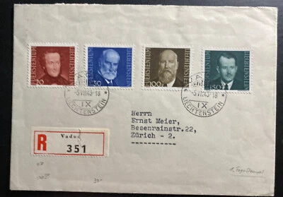 1943 Vaduz Liechtenstein First Day Cover FDC To Zurich Switzerland Sc#189-92 - Image 1 of 2