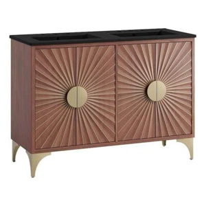 Modway Daylight 48" Solid Mango Wood Double Sink Bathroom Vanity in Black/Walnut - Picture 1 of 4