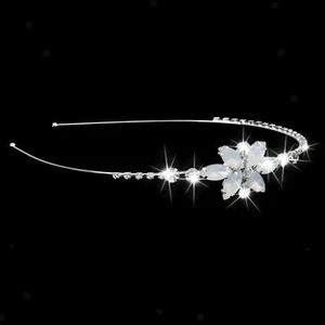 Children Girls Flower Crystal Wedding Headband Crown Hair Band Accessories US - Picture 1 of 6