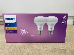 Philips R80 LED Twin Pack ~10w~ 880 Lm ~88w Equivalent ~Warm White ~ 15,000 hrs - Picture 1 of 3