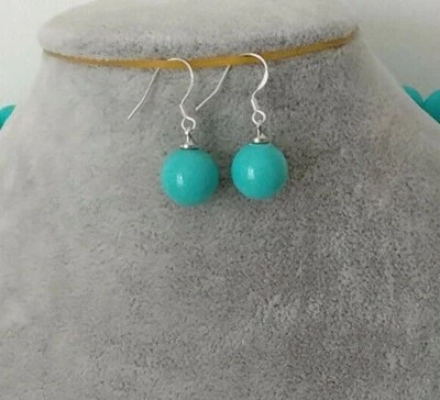 Orecchini pendenti in autentico turchese naturale con GARANZIA argento 925 NUOVI - Immagine 1 di 2