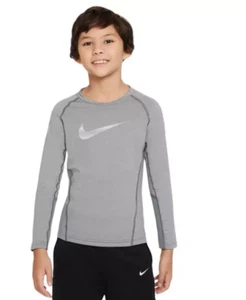 Nike Boys' Pro Warm Long-Sleeve Top, Grey, Large - Picture 1 of 4