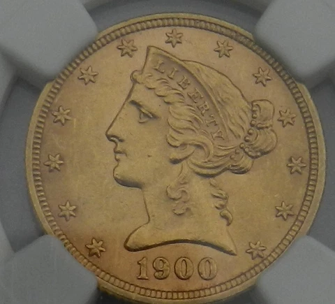 1900 LIBERTY HEAD HALF EAGLE $5 GOLD NGC MS62 Cover