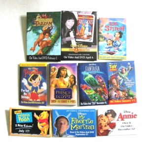 10 VTG Disney Pinbacks Movies Available on Video Pooh Stitch Fantasia Annie - Picture 1 of 13