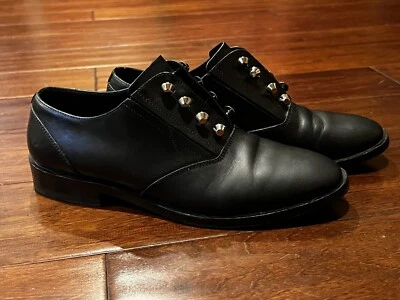 Balenciaga 357843 Black Oxford Women's Sz 39 US 9 Silver Studded Dress Shoes - Image 1 of 4