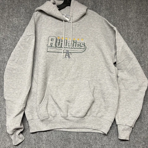 OAKLAND A’s Athletics Lee Sport Gray Hoodie Large Vintage Embroidered Logo Cover