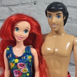 Disney The Little Mermaid Ariel Prince Eric Fashion Dolls Lot Of 2 In Beachwear - Picture 1 of 14