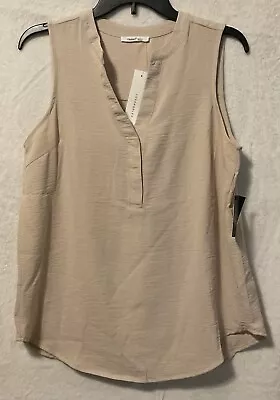 NWT Timing Women’s  V Neck Tank Top Tan Size Large Stretch Cool Summer Beach Foto 1 de 4