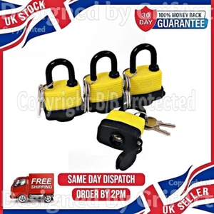 4 KEYED ALIKE 40MM PADLOCKS STRONG HEAVY DUTY WATERPROOF OUTDOOR HIGH SECURITY - Picture 1 of 4